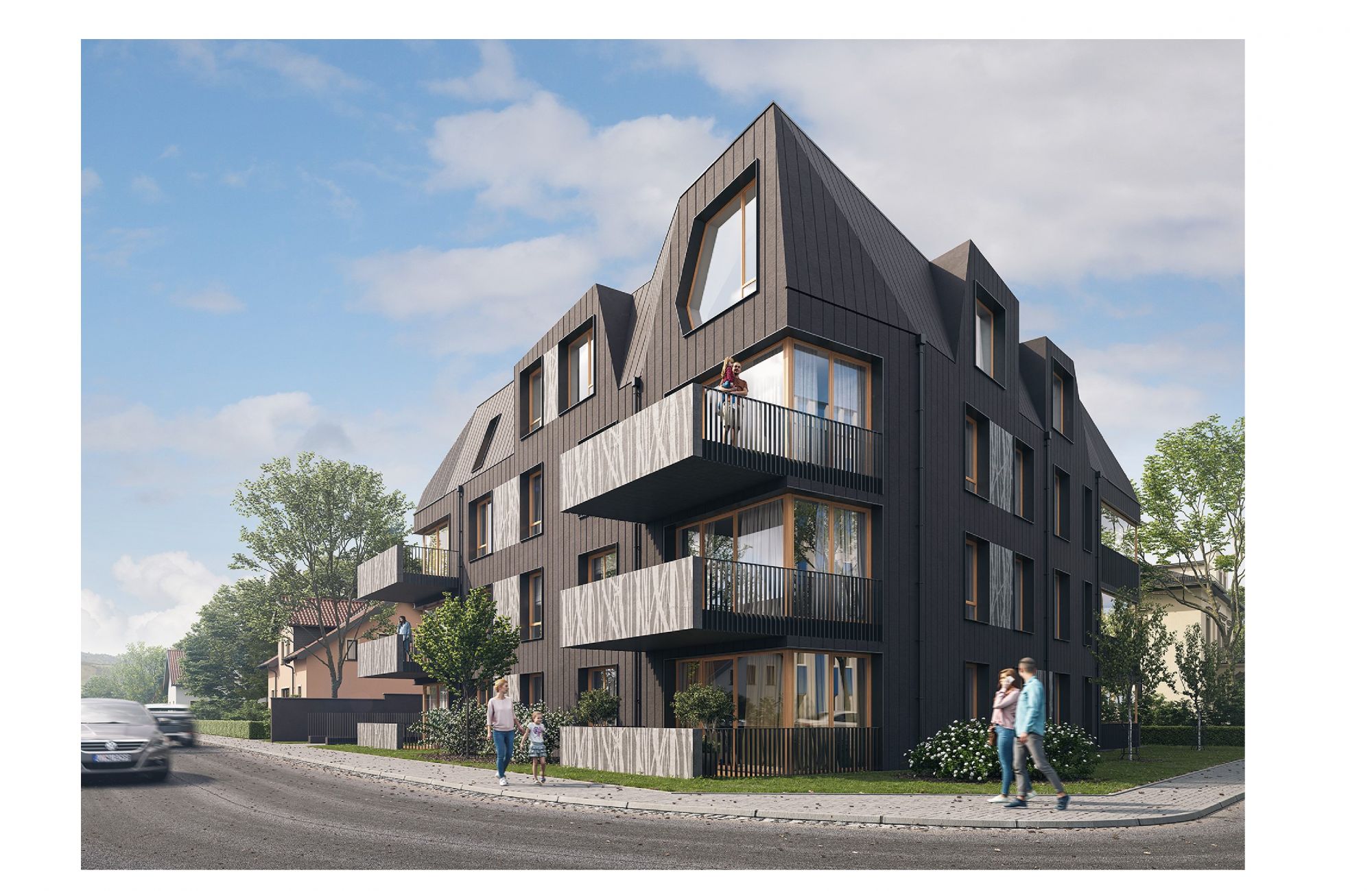 Neubau Black Stone in Radebeul mit anthrazitfarbener Fassade